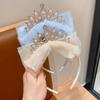 Princess Style Crown Headwear Mesh Bowknot Pearl Hairpin Fold Lace Embroidery Headband Hairpin