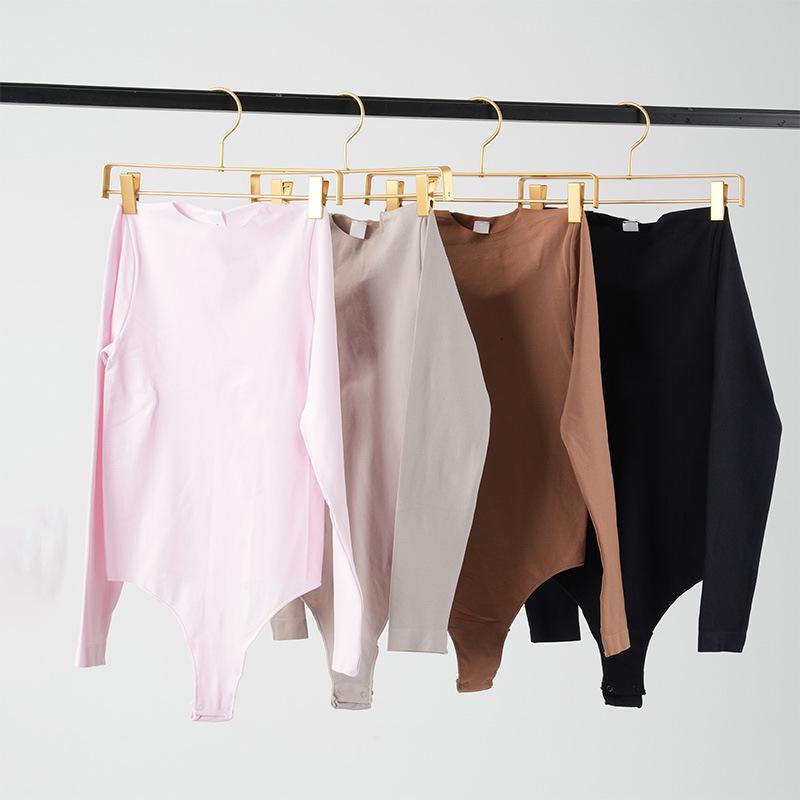 Бесшовный боди для йоги с длинными рукавами и V-образным вырезом в области промежности, с высокой эластичностью