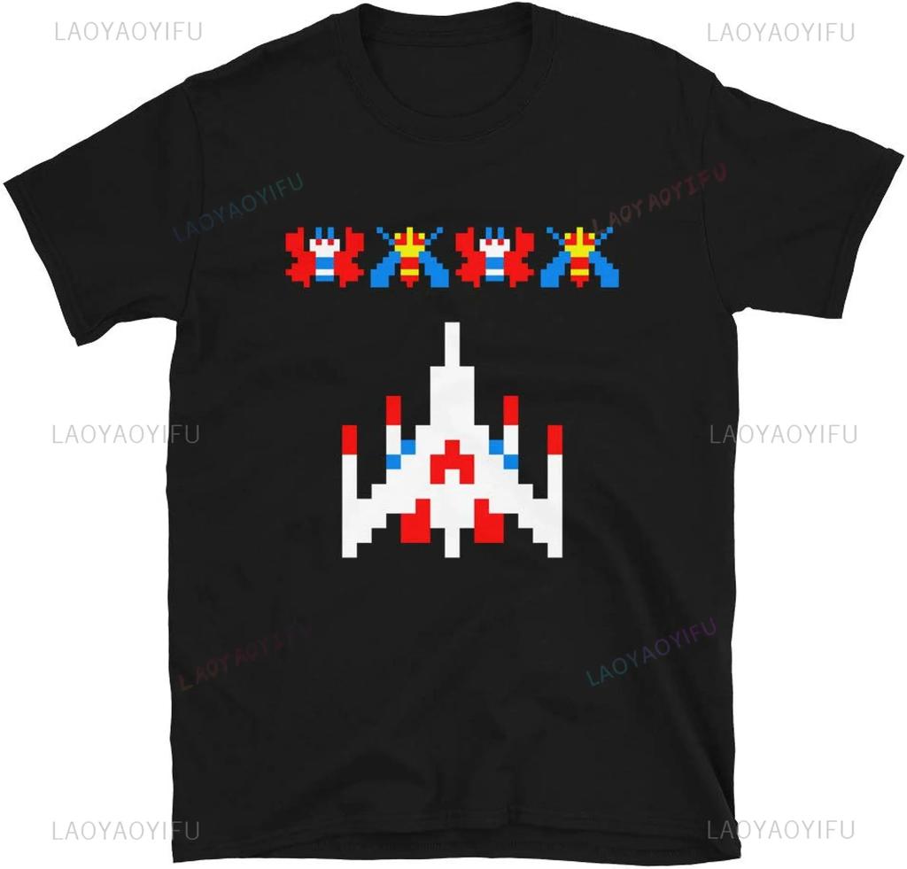 80s 70s Arcade Galaga Video Game Vintage T-srhit Invader Space Gaming Alien Men T Shirt Harajuku Style Retro Casual Fashion Tees