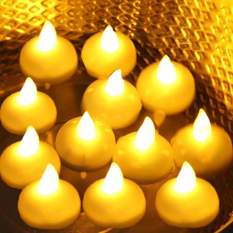 Плавающие свечи на воде, беспламенные мерцающие светодиодные светильники, романтическая электронная лампа для свадебной вечеринки, ванны, бассейна, Velas Decorativas