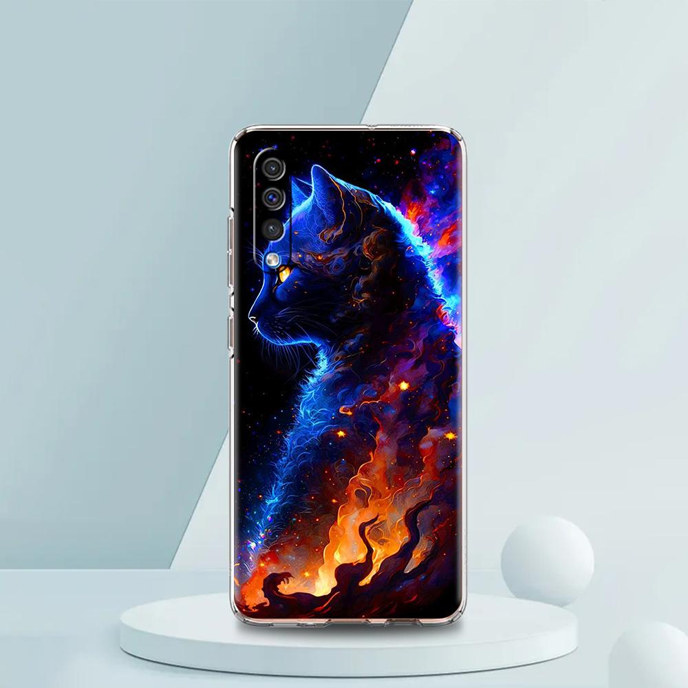 МУЛЬТЯШНЫЙ КОТ Прозрачный чехол для телефона для Samsung Galaxy A12 A50 A52 A70 A40 A10 A20 A30 A02 A03S A04 Крышка Силиконовый корпус Capa Сумка