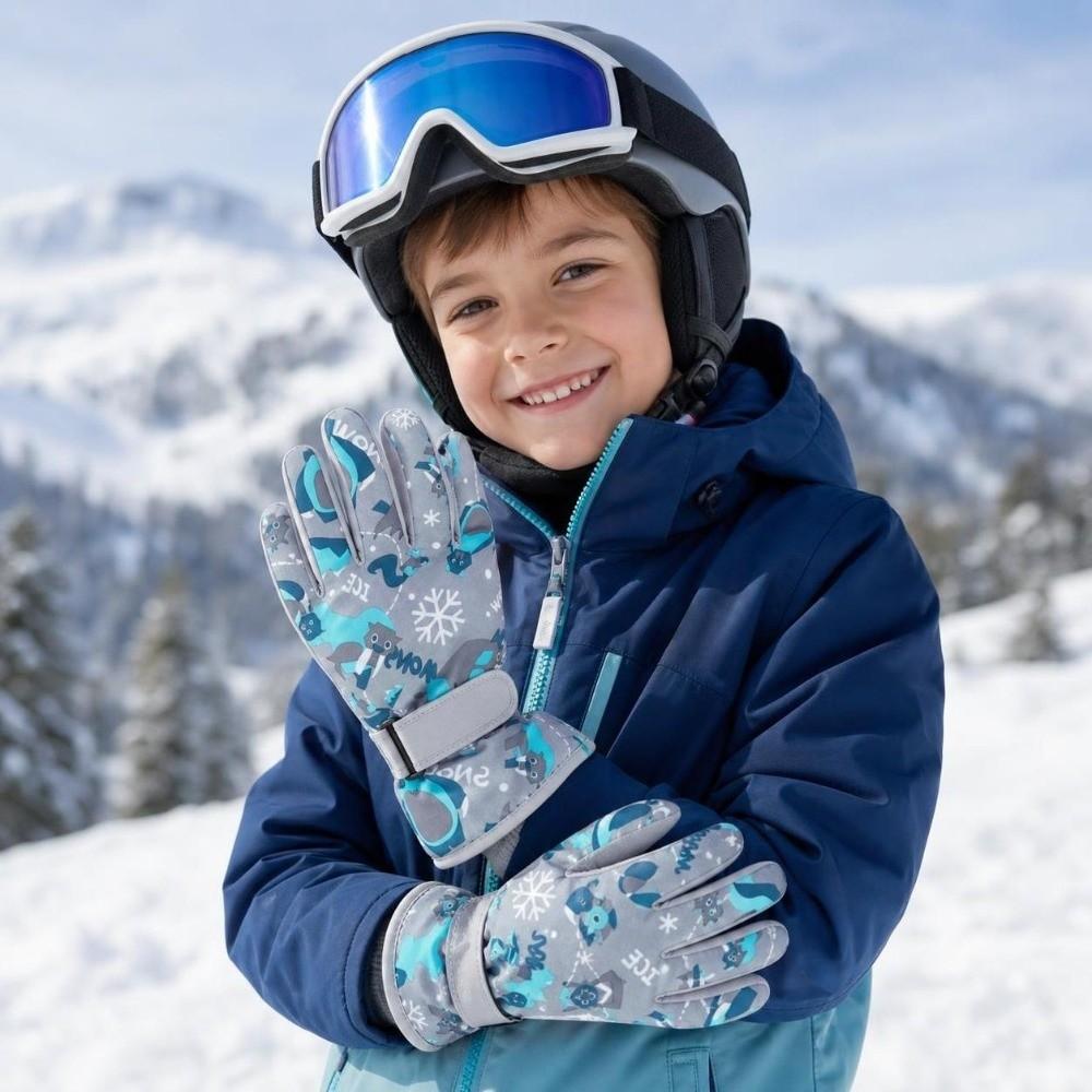 Cartoon Warm Gloves Thicken Kids Gloves Soft Winter Snowboard Gloves Riding