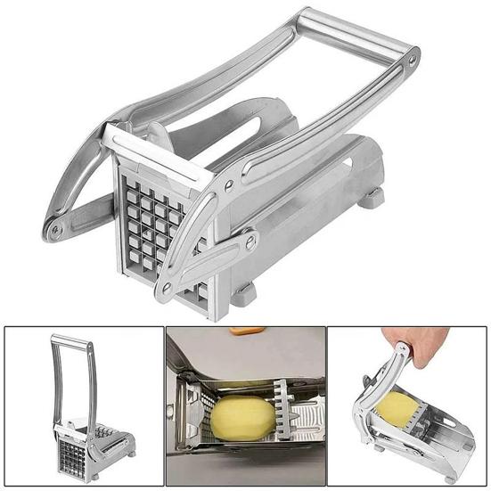 Potato Cutter Efficient Fruit And Vegetable Chopper Manual Food Chopper with 2 Blades Multifunctional Kitchen Fries Machine