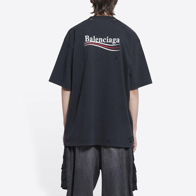 Balenciaga Футболки Мужские Черные С Круглым Вырезом Умеренные 641675TKVJ19034