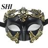 Half Face Cover Masquerade Retro Gorgeous Distressed Non-deformation Anti-fade Cosplay Props Plastic Costume Party Venice Ancient Greece Men