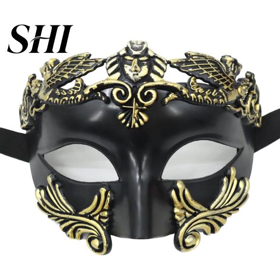 Half Face Cover Masquerade Retro Gorgeous Distressed Non-deformation Anti-fade Cosplay Props Plastic Costume Party Venice Ancient Greece Men