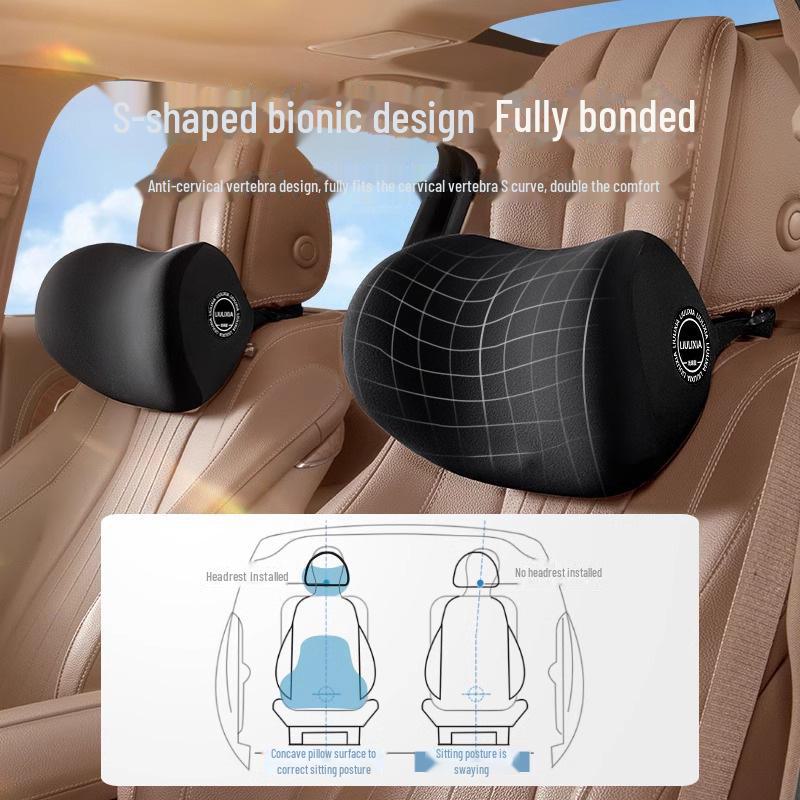 Комплект подголовника и подушки для шеи в автомобиль с пеной с эффектом памяти для максимального комфорта и защиты поясницы.