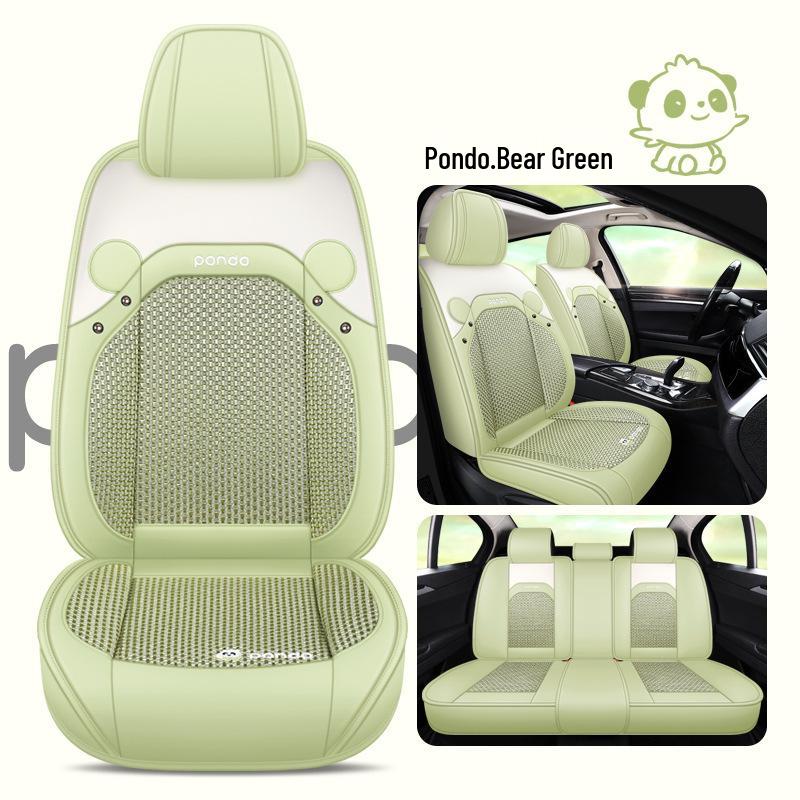 Новый мультяшный кожаный комплект подушек на сиденья автомобиля из ледяного шелка, на все сезоны