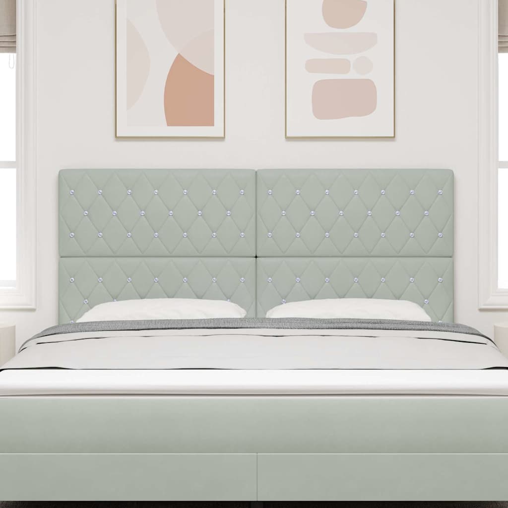 LED Headboard with LED Light Strips Light Gray 180 cm Velvet