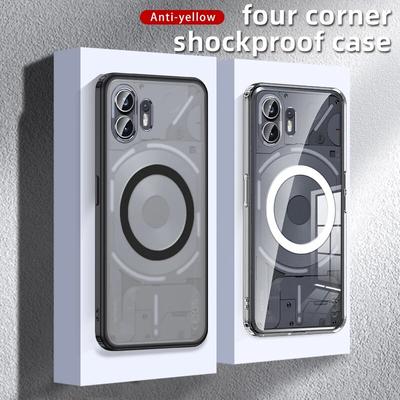 Матовый прозрачный магнитный чехол для беспроводной зарядки Magsafe For Nothing Phone 2A 2 1 Военная акриловая противоударная задняя крышка Shell for Nothing Phone 2