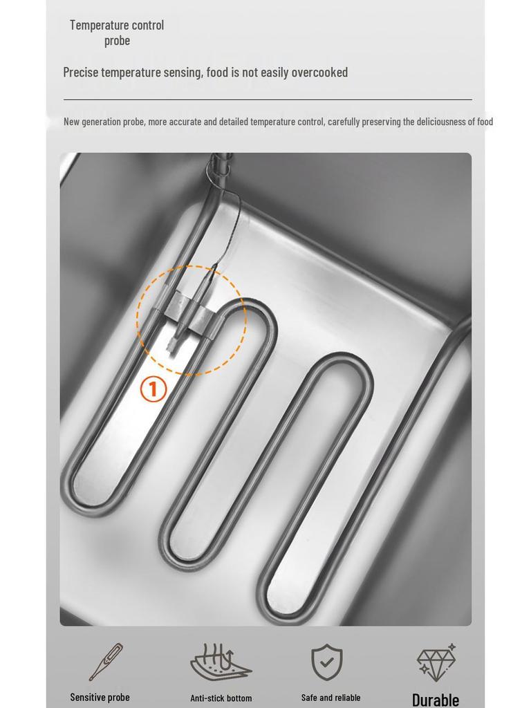Dual Tank Stainless Steel Electric Deep Fryer - Constant Temp Fryer for Skewers, French Fries, Street Food.