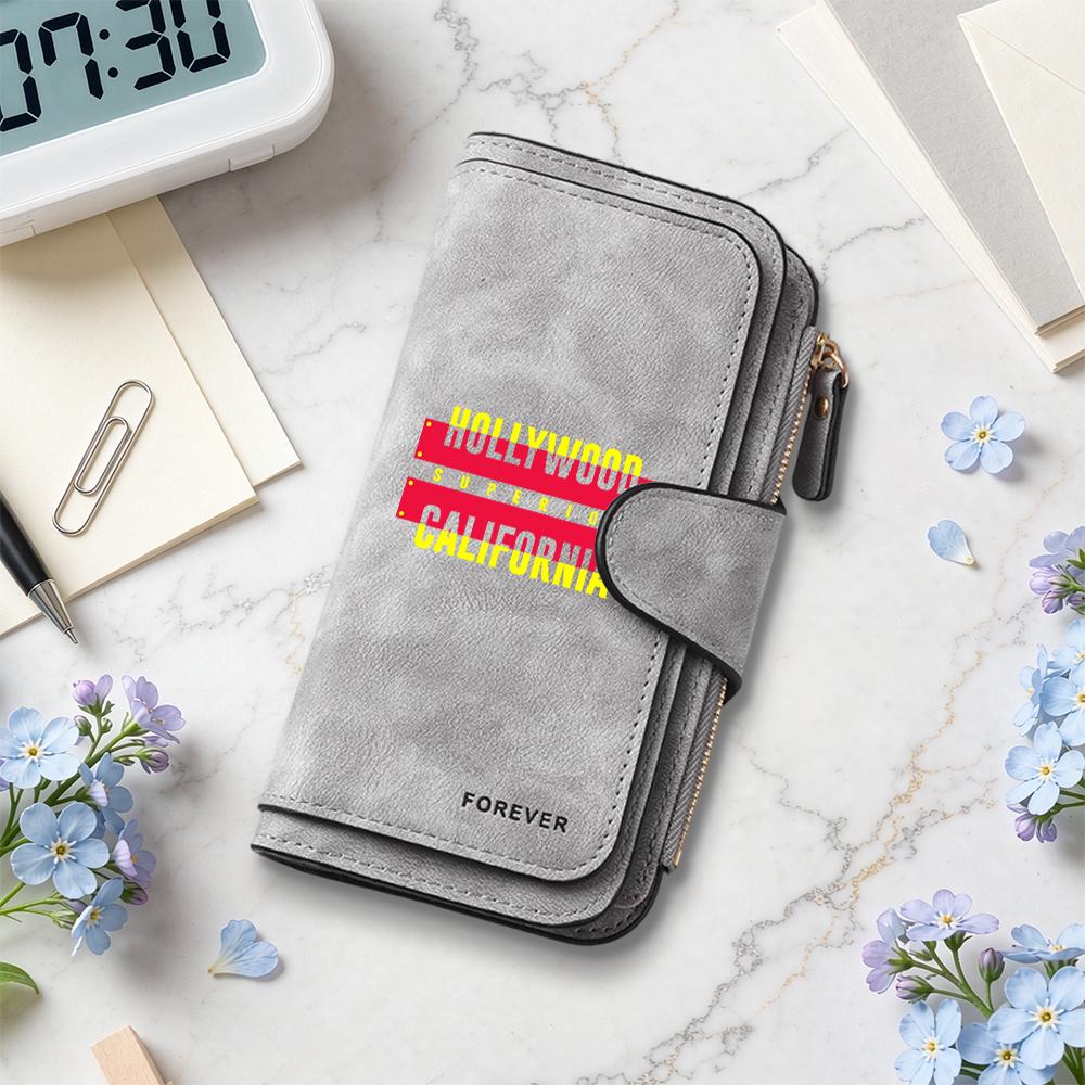 Vintage Long Wallet with Fashion Print Large Capacity Multi Card Holder for Daily Use