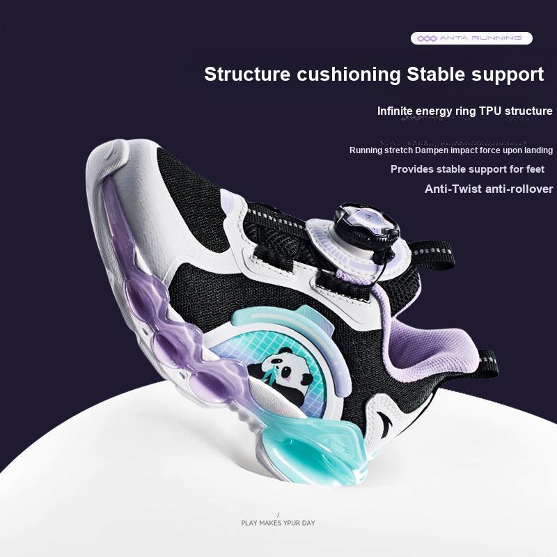 Anta Kids Energy Ring 10.0 Fashion Comfortable Physical Test Non-Slip Wear-Resistant Low-Top Running Shoes Kids Sneaker Black White 322449901-3
