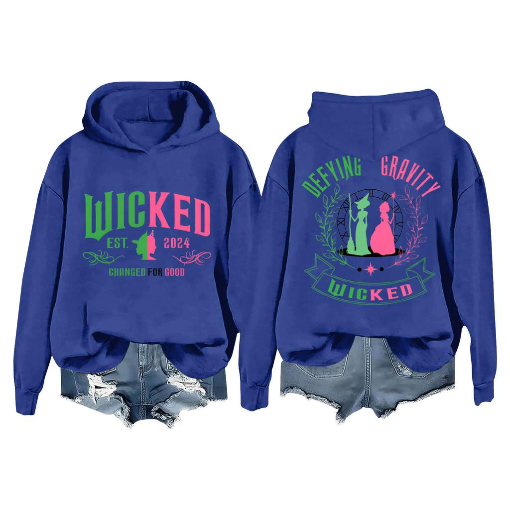 Женская модная повседневная кофта с длинными рукавами и принтом ведьмы с капюшоном