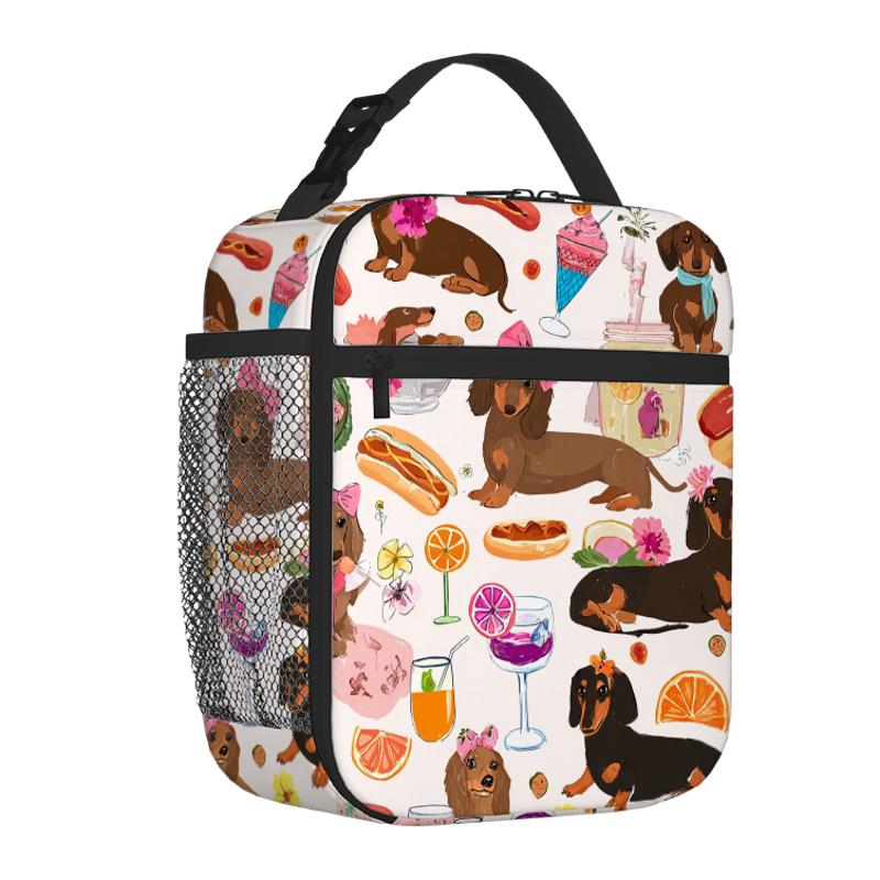 1pc Cute Dachshund Dog Bag Insulated Thermal Cooler with Non-Food Contact Portable Cooler for Lunch Office