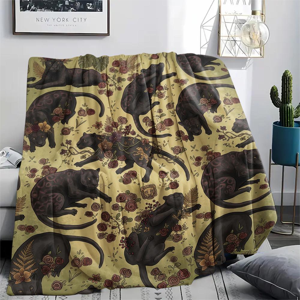 Retro Animal Parrot Horse Print Flannel Blanket High quality Comfortable for All Seasons Home Decor Warmth and Comfort Perfect for Christmas Gifts