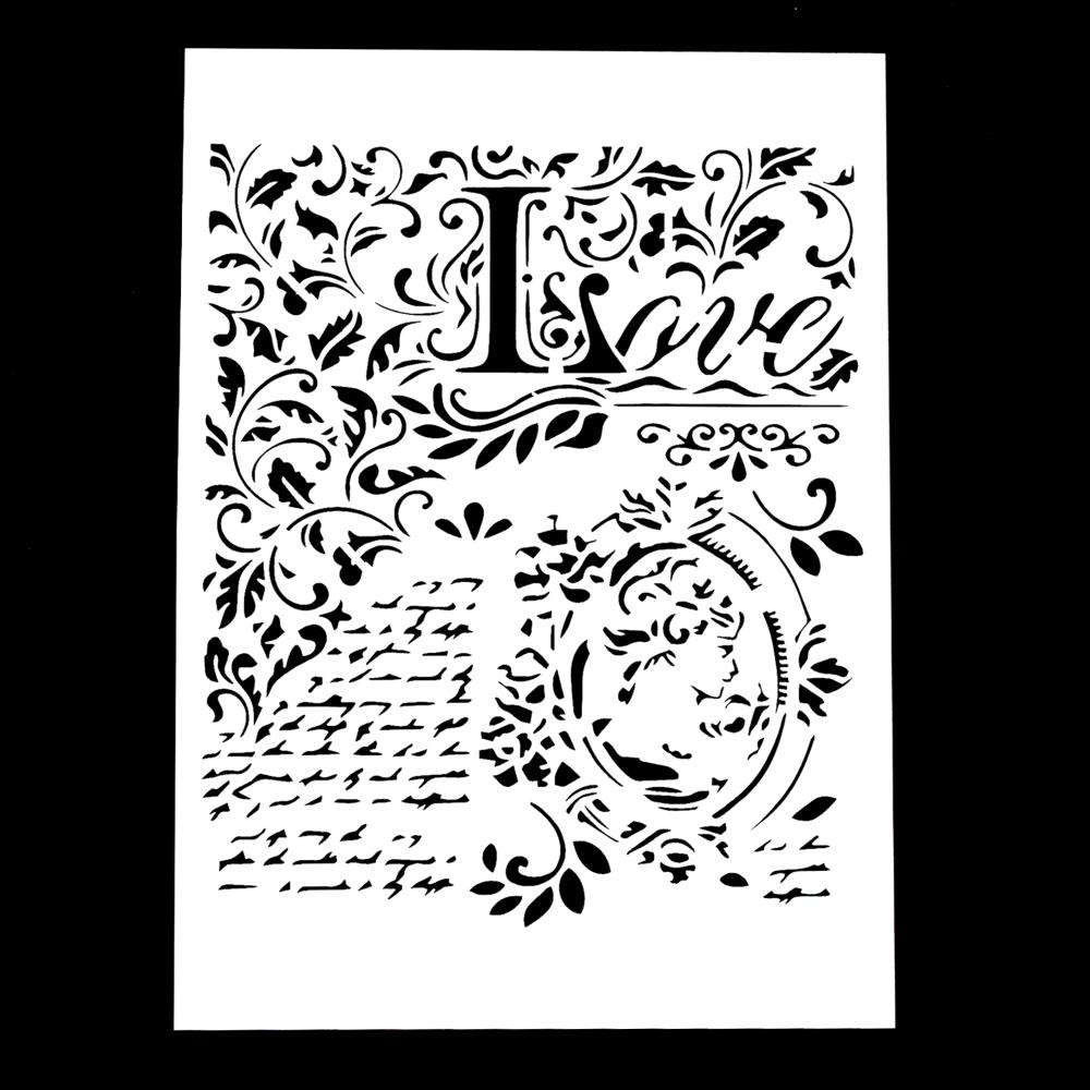 A4 Size Decorative Reusable Love Stencil Template Painting Stencils for DIY Crafts Scrabooking Painting On Wood,Canvas,Floor,Wall and Tile