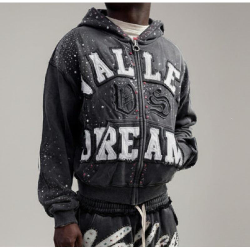 2026 Euro-American Trendy Retro Digital Print Y2K Couple Zipper Hoodie