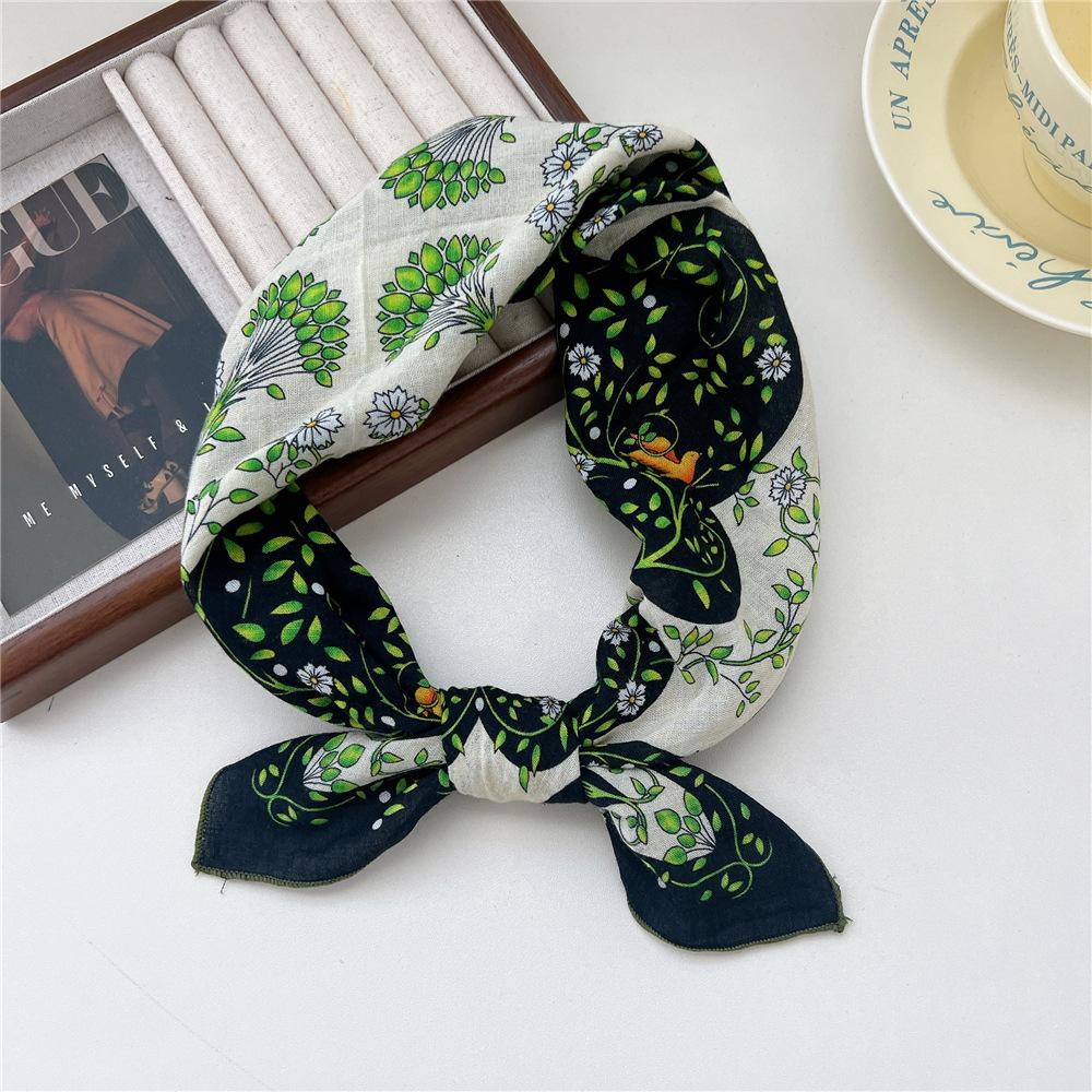 Маленький квадратный шарф из хлопка и льна, шелковый шарф, женский, весна и осень, новый стиль, художественный и универсальный, модный, темпераментный шарф-повязка на голову
