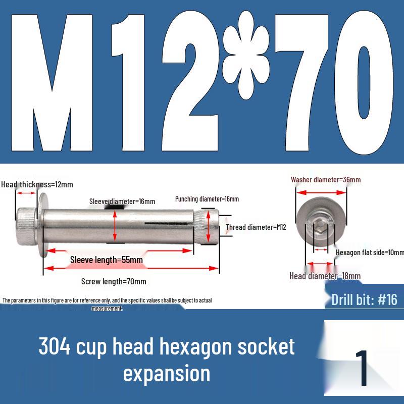 Шестигранный анкерный болт из нержавеющей стали 304 M6/M8/M10 x 60/70/80/90