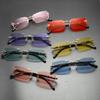 UV400 Protection Rimless Rectangle Sunglasses Y2K Eyewear Vintage Frameless Sun Glasses for Women Men