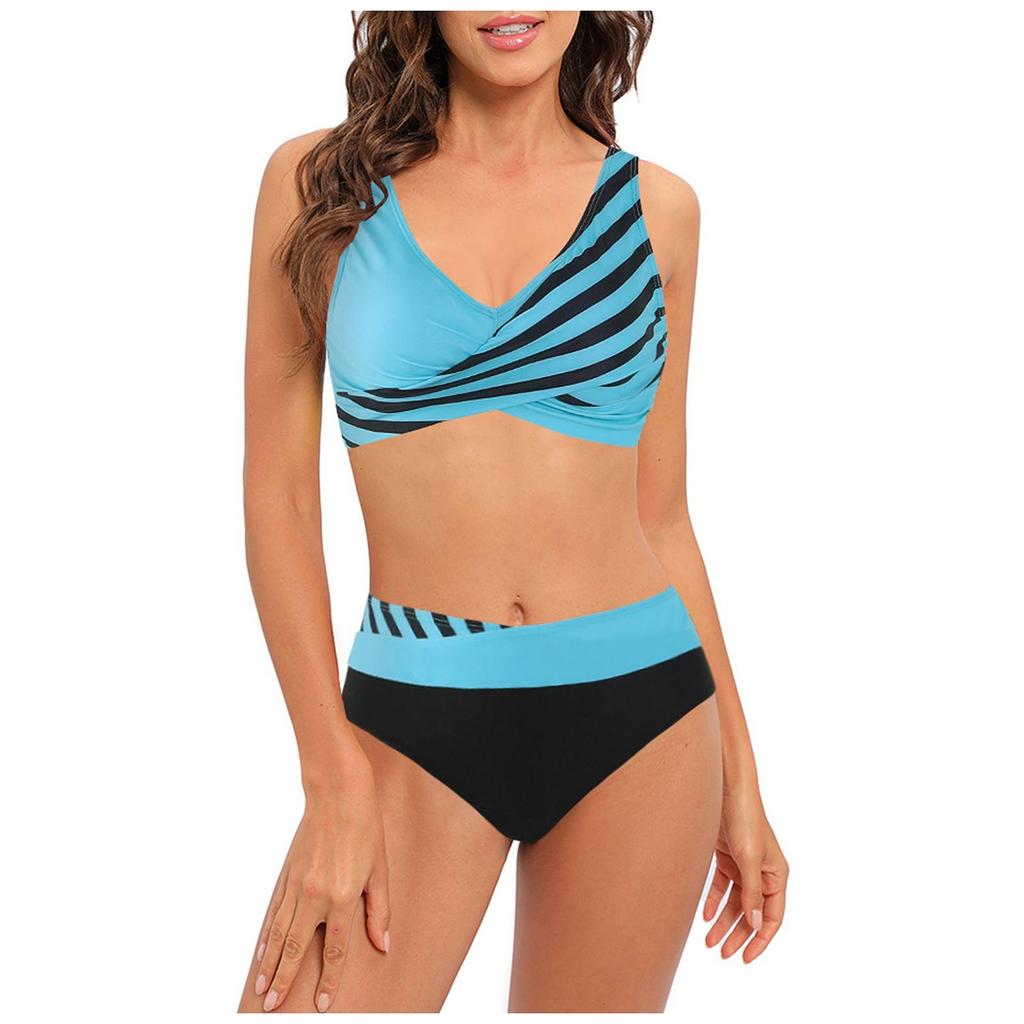 Женское раздельное сексуальное цветное лоскутное бикини с нагрудником без стальной поддержки, купальник