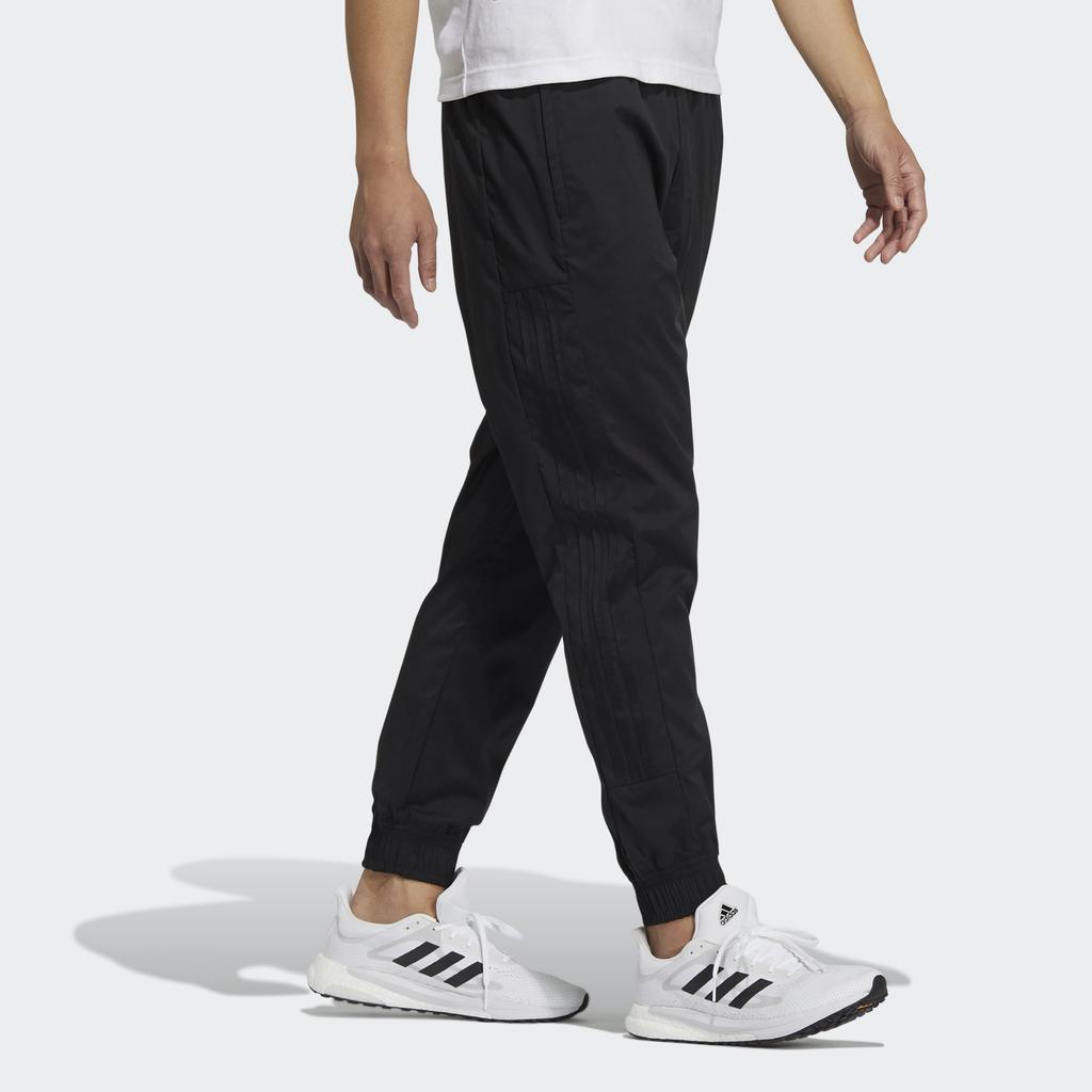 Adidas Summer Woven Pants With Logo Print And Tapered Fit Men Bottoms Black HD0352