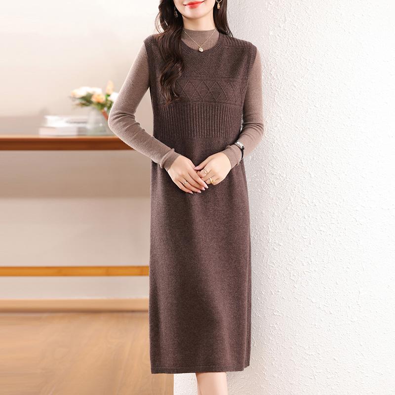 Женское кашемировое платье Qinghe кашемир 30% кашемир 70% шерсть осенне-зимняя кашемировая юбка мягкая и теплая