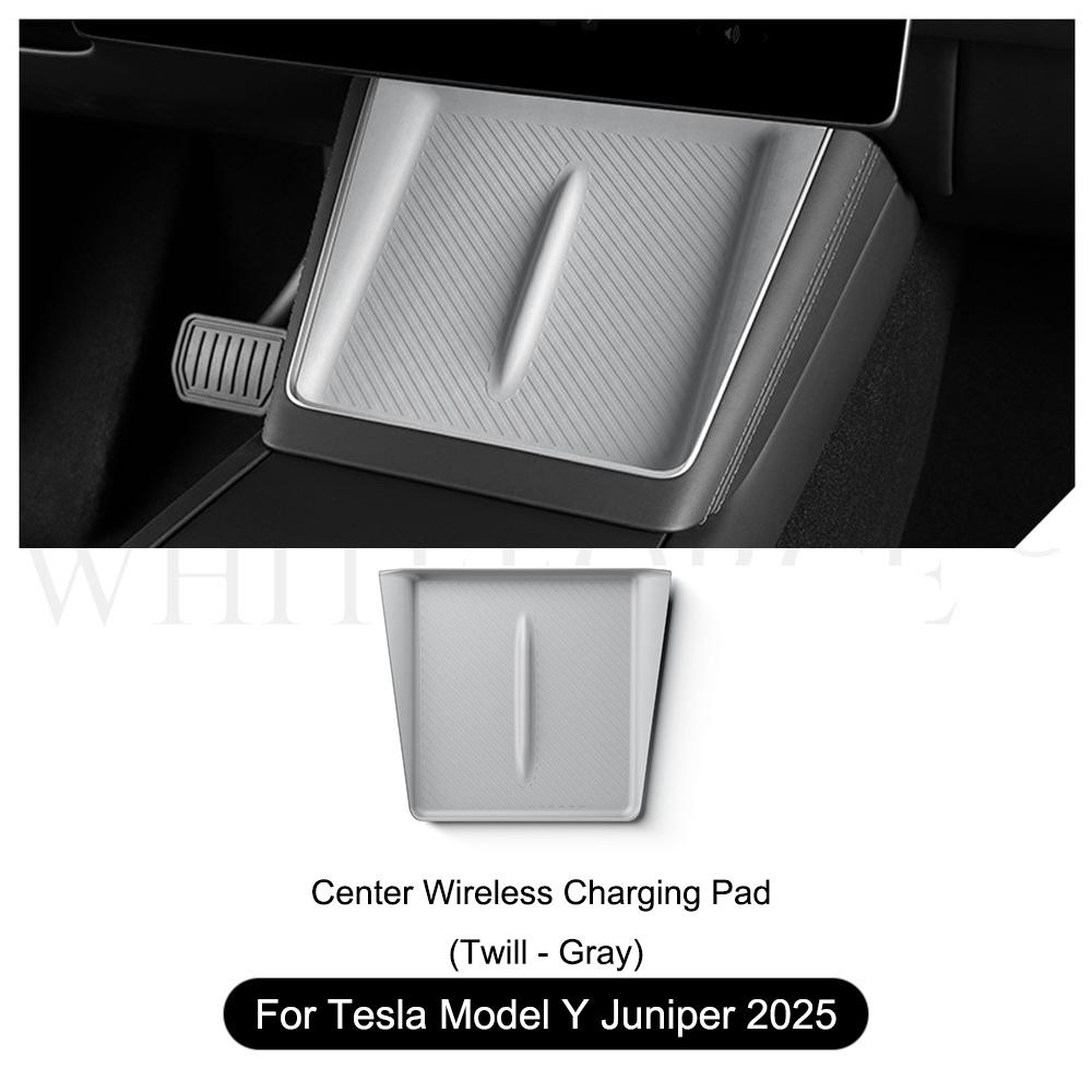 For Tesla Model Y 2025 Juniper Wireless Charge Pad Center Console Organizer Charge Station Mats Silicone Protector Anti-skid Pad