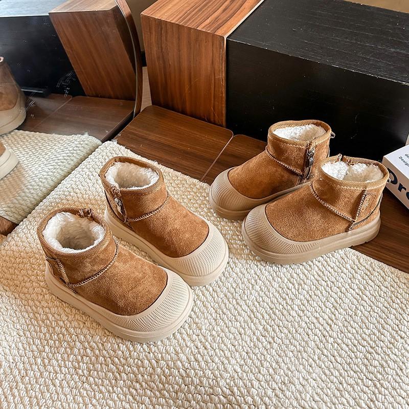 Kids Winter Snow Boots Toddlers Children Warm Fleece-Lined Ankle In Suede Rubber Sole Unisex