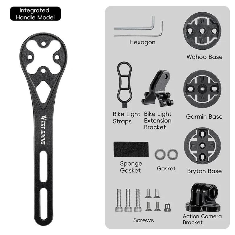 WEST BIKING Bicycle Computer Mount Integrated Handlebar Extend /Stem Adjustable Bracket For Wahoo/Bryton/XOSS/Garmin Speedometer