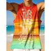 Summer Round Neck 3D Palm Leaf Printed Top Fashionable Casual Hawaiian Beach Sleeveless Vest Men's T-shirts