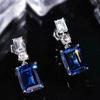 Cao Shi's Best-Selling Blue Zircon Rectangular Earrings - Fashionable, Versatile Bridal Evening Accessory