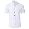 Men's Spring Summer Solid Turn Down Collar T-Shirt Simple Short Sleeve Slim Fit Business Shirt