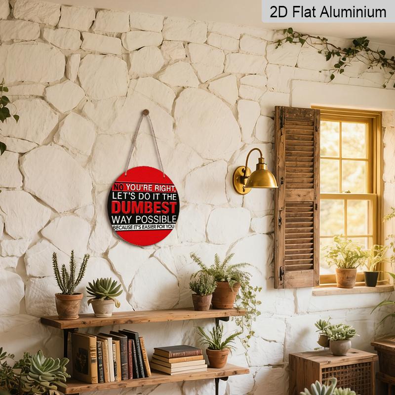 2D Flat 1pc, 8x8 in, Round Aluminum Metal Sign, Stupid Solutions, Front Door Porch Living Room Bedroom Home Decor, Rustic Wall Art Decoration
