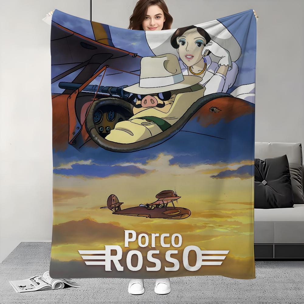 Мультяшный дизайн одеяла P-Porco R-Rosso Легкое Для общежитий, Дневного сна, Гостиной, Офиса, Дивана, Всесезонное