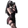 Night Cat Home Halloween Lingerie Maid Dress Free Passion Dress Nun Uniform Temptation Patent Leather Women's Suit