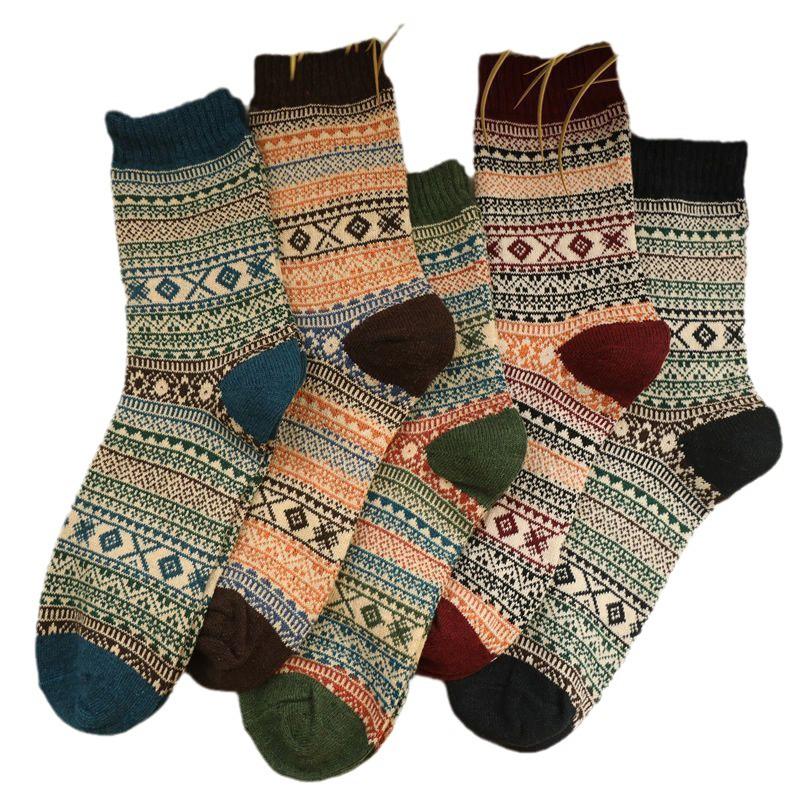 Женские носки в этническом стиле: Японский ретро-дизайн в стиле Харадзюку, толстая имитация двойной иглы для осени и зимы
