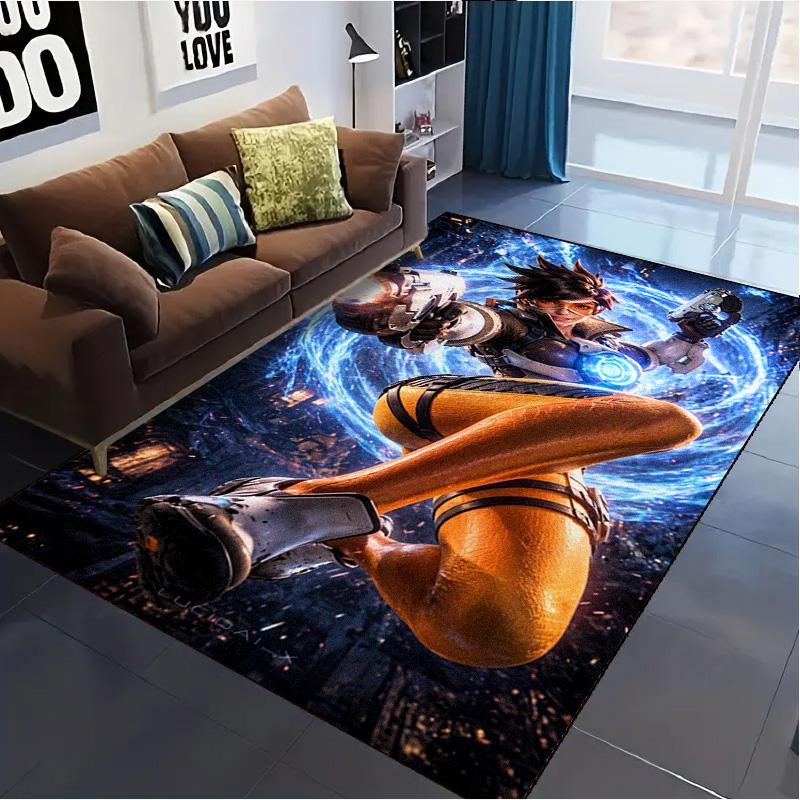Overwatch Heroes Carpet Rug for Living Room Bedroom Home Sofa Decoration,Kids play Non-slip Floor Mat