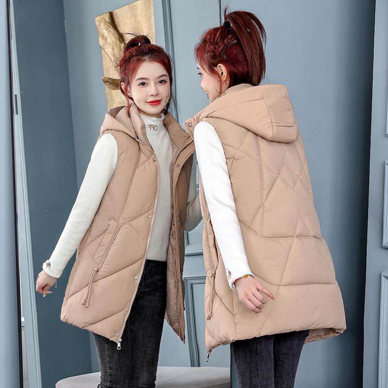 Осенне-зимний пуховый хлопковый жилет женский длиной до колена свободный жилет большого размера верхняя одежда жилет куртка