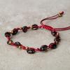 Браслет из макраме с гранатом бордового цвета натуральной огранки из натурального камня