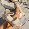 Fashion Zoki Buckle Strap Wedge Heel Sandal for Women Summer Woven Thick Bottom Gladiator Sandalias Mujer Non Slip Platform Sandles 43