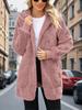 New Autumn and Winter Style Plaid Jacquard Plush Touch Hooded Pocket Cardigan Jacket for Women
