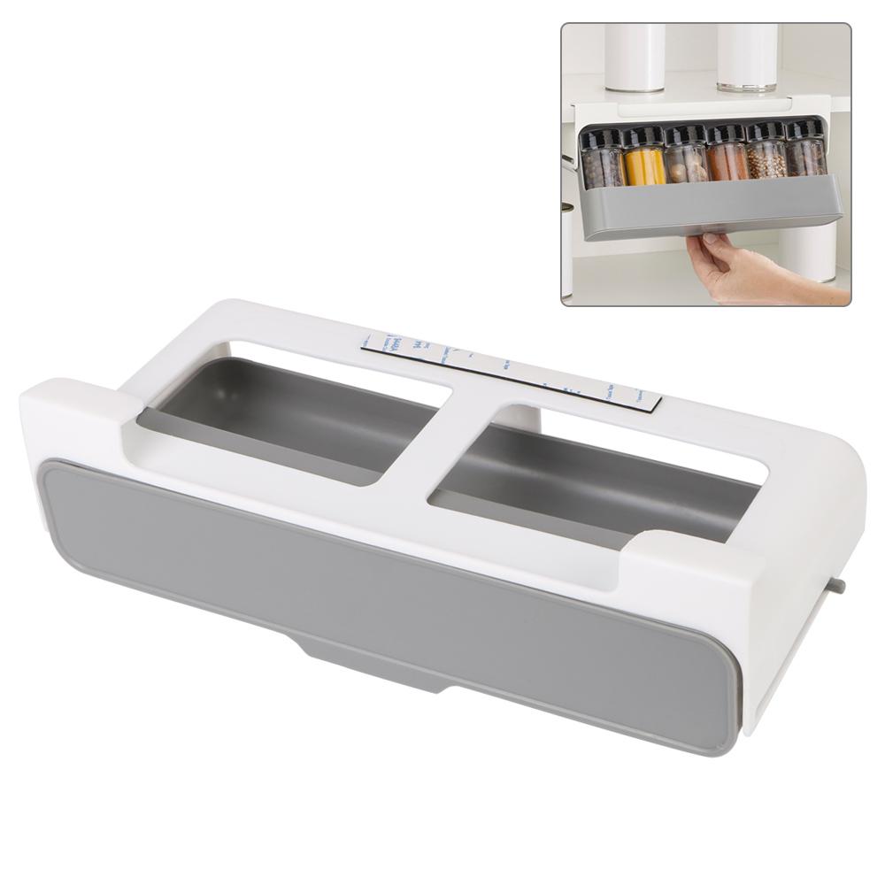 Органайзер для бутылочек с приправами, Стеллаж для хранения кухонных принадлежностей, Подвесной ящик под стол, Скрытый самоклеящийся стеллаж для хранения бутылочек со специями