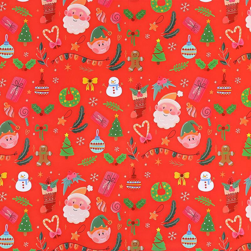 Рождественская подарочная упаковка: Плотная мелованная бумага с деревьями и лосями