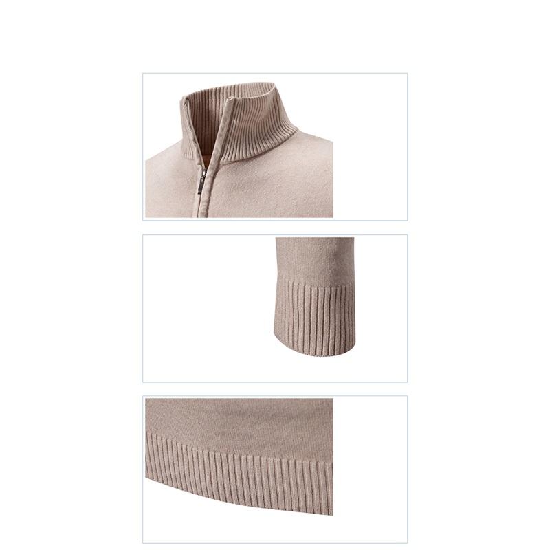 New Spring Zipper Pullover Sweaters For Men Autumn High Elastic Warm Sweater Winter Stand Collar Solid Color Knitted Sweatwear