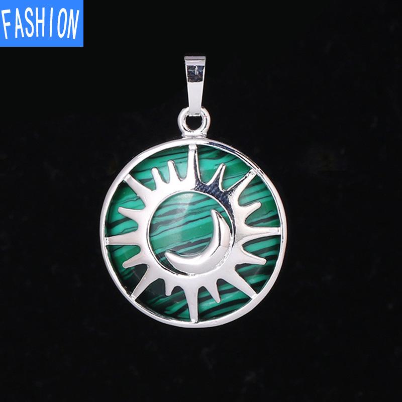Кулон из натурального кристалла в национальном стиле с выдолбленной луной и солнцем, ожерелье, кулон, аура энергии, полудрагоценный камень