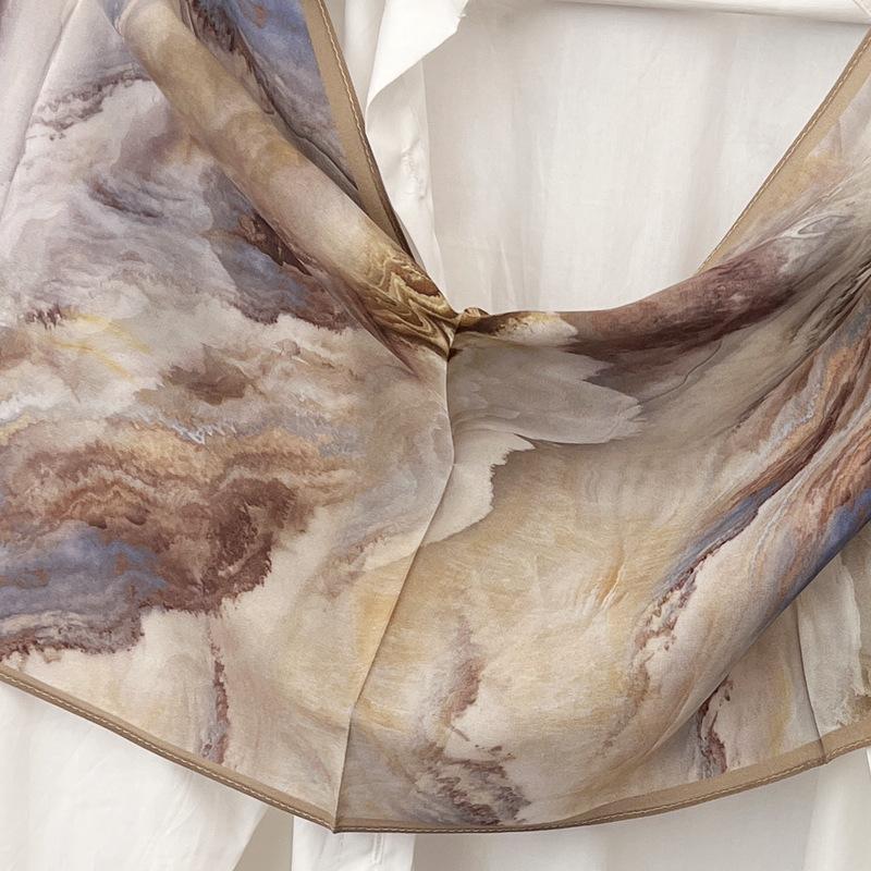 New! Silk, Spring And Summer Double Crepe Silk Scarf Versatile Long Mulberry Silk Shawl Yarn Thin