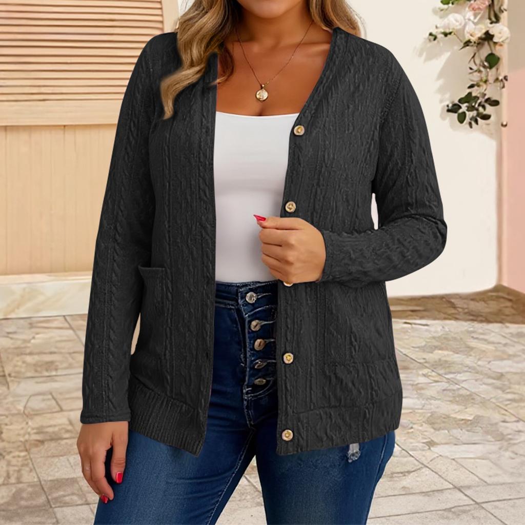Women's Fashion Casual Plus Size Solid Color Long Sleeve Jacket