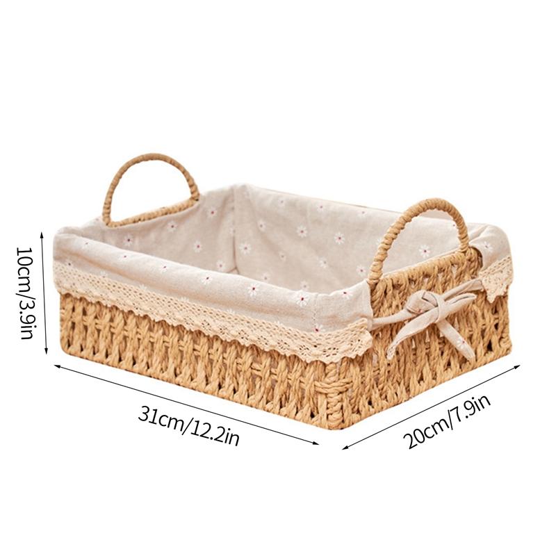 Kitchen Fruit Bowls Rattan Basket Wicker Storage Basket Bath Basket Desktop Sundries Organizer Storage Box Organizer Room Decor